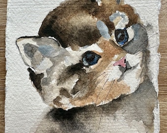 Hand-Painted Cat Watercolor Card | Handmade Feline Art