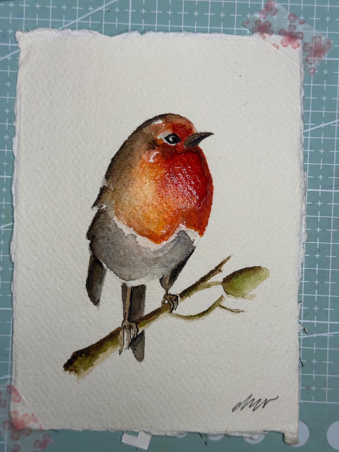 Hand Painted Robin Watercolor Card | Original Bird Art - Etsy
