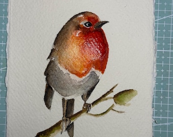 Rotkehlchen Aquarell Karte | Original Art