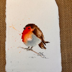 鳥 | オリジナル手描き水彩壁アート | ハンドメイド | ロビン