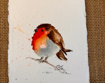 Bird | Original Hand Painted Watercolour wall art | Handmade | Robin