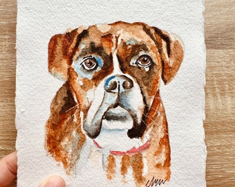 Boxer Dog Watercolor Card | Hand-Painted A5/A6 Birthday Card