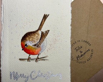 Handmade Robin Christmas Card | Original Watercolor Painting