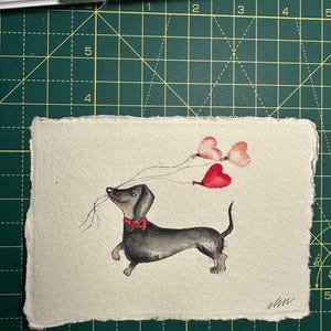 Biglietto di San Valentino, Bassotto, Cane bassotto, Biglietto di auguri illustrato Dog Love, Biglietto di San Valentino per cani, Biglietto di anniversario per cani, Biglietto di matrimonio per cani