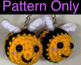 PATTERN ONLY. Crochet Mini Bee Keyring Pattern. PDF Instant Downloadable Pattern