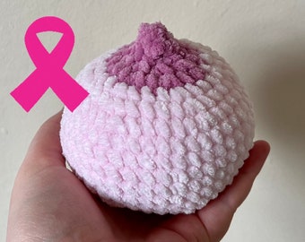 Pink Day Squeaky Boob, Breast Cancer Awareness, Pinktober, Handmade Crochet, Kawaii Amigurumi