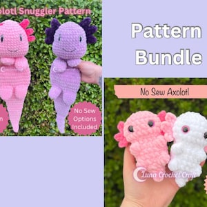 PATTERN ONLY. Crochet Axolotl Snuggler, No Sew Baby Axolotl Bundle. Pattern. Knotted Lovey Pattern. PDF Instant Downloadable Pattern