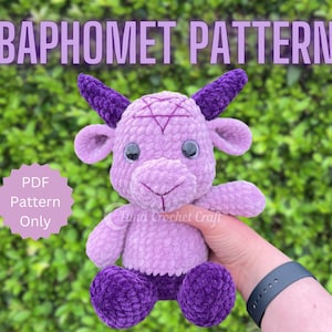 PATTERN ONLY. Crochet Baphomet Pattern, Sitting Version. Low Sew Crochet Pattern. PDF Instant Downloadable Pattern