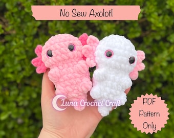 PATTERN ONLY. Crochet Mini Axolotl No Sew Pattern. PDF Instant Downloadable Pattern