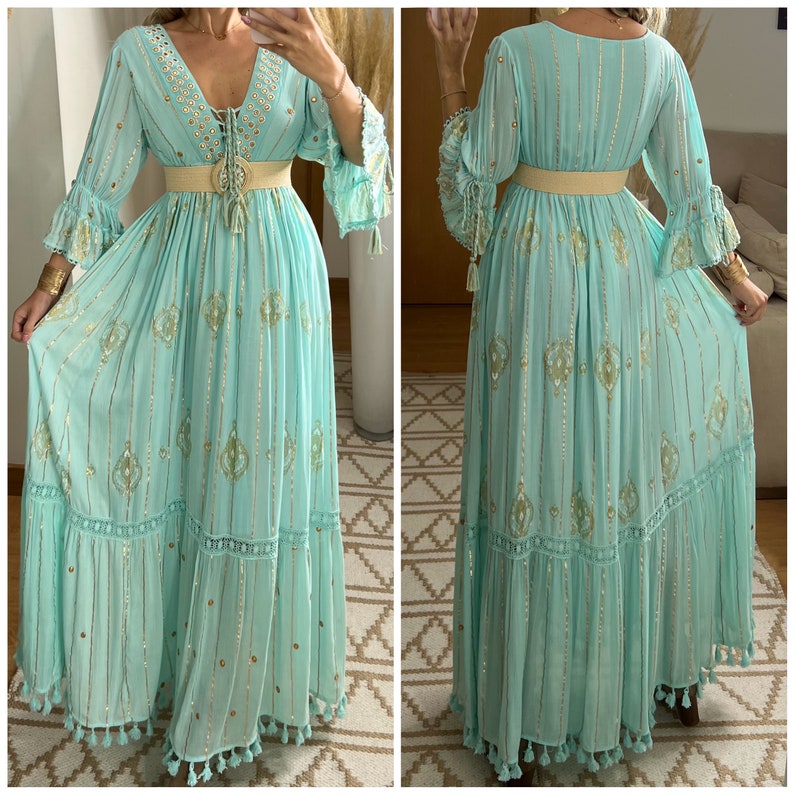 Robe Boho, robe à volants, boho kleid, robe boho pour femme, robe maxi boho, robe bohème, robe maxi, robe boho pour fille, patron de robe. image 1