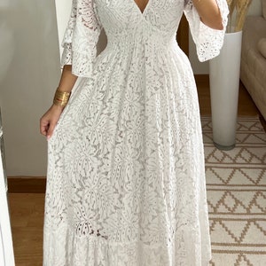 Boho-Hochzeitskleid, Maxi-Boho-Kleid, Sommer-Boho-Kleid, Vintage-Boho-Kleid, Boho-Kleid für Frauen, Kleidermuster, Hochzeits-Boho-Kleid. Bild 5