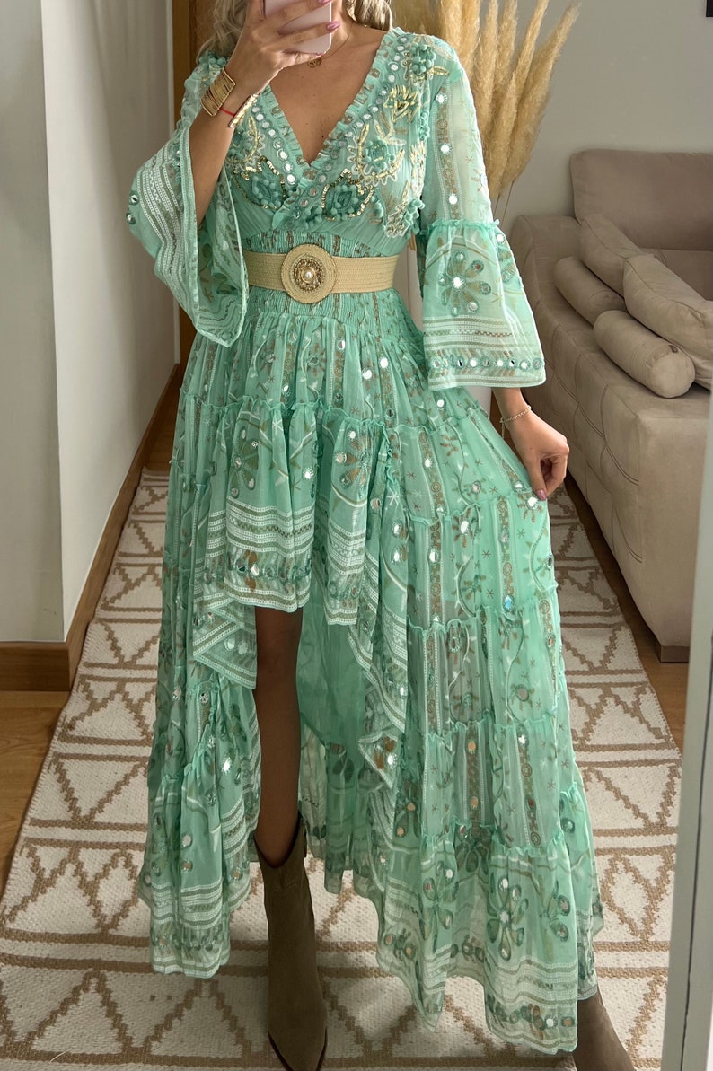 Robe de mariée Boho, robe maxi boho, robe boho dété, robe boho vintage, robe boho pour femme, patron de robe, robe boho de mariage. image 4