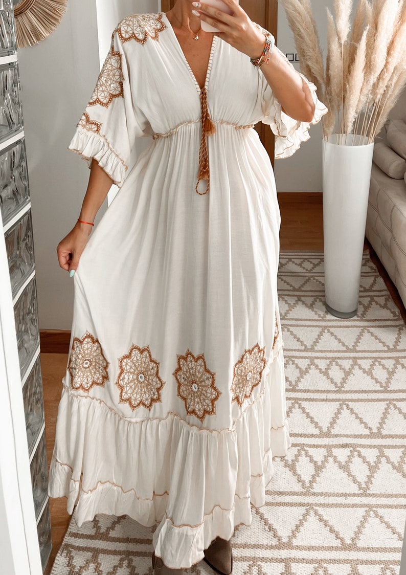 Robe femme, robe d'automne, robe d'hiver, robe de mariée boho, boho kleid, robe boho pour femme, robe maxi boho, robe bohème, robe boho. image 7