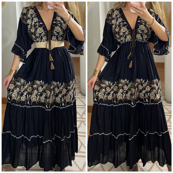 Robe de mariée Boho, robe boho, robe maxi, robe maxi boho, robe bohème, boho kleid, robe maxi noire, robe boho pour fille, robe boho.