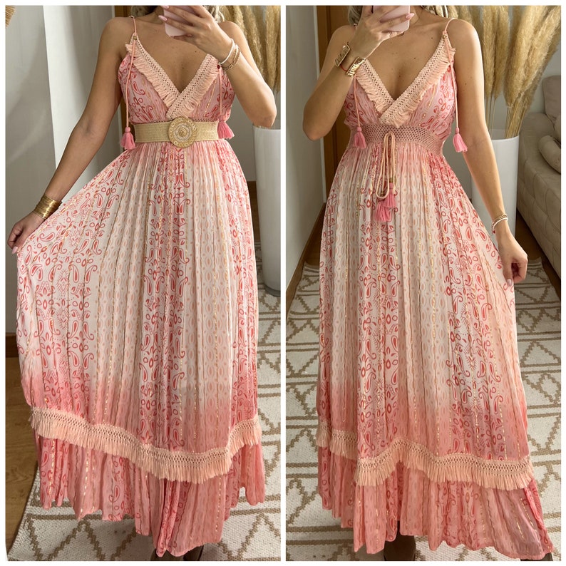 Maxi-Boho-Kleid, weißes Boho-Kleid, Boho-Hochzeitskleid, Boho-Kleid, Boho-Kleid für Frauen, Boho-Kleid, Boho-Kleid, Boho-Kleid, Maxikleid. Bild 2