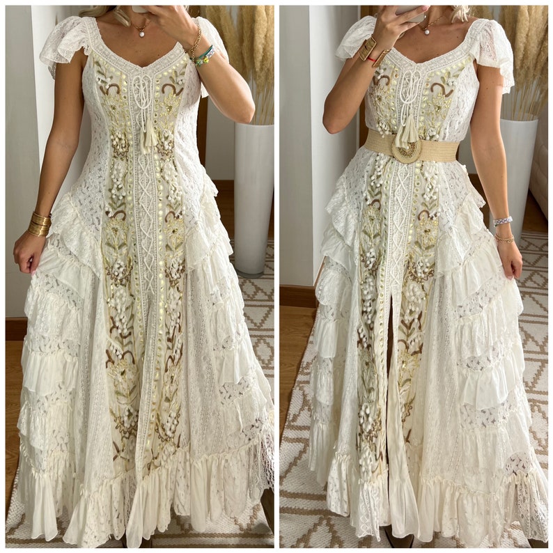 Robe de mariée Boho, robe maxi boho, robe boho dété, robe boho vintage, robe boho pour femme, patron de robe, robe boho de mariage. image 7