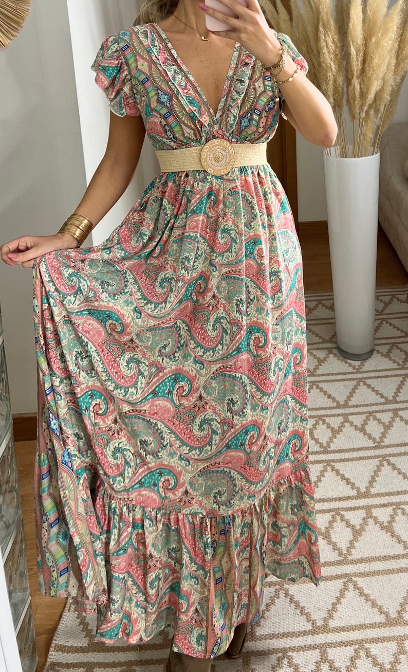 Robe maxi pour femme, robe boho, robe maxi boho, patron de robe, robe boho, robe en soie, robe d'été, robe maxi pour femme, robe hippie image 6