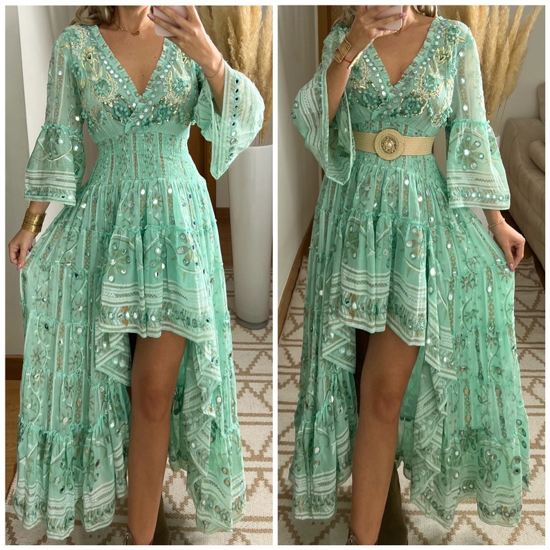 Robe de mariée Boho, robe maxi boho, robe boho dété, robe boho vintage, robe boho pour femme, patron de robe, robe boho de mariage. image 9