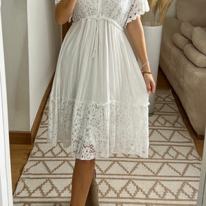 Mini-Boho-Kleid, weißes Kleid, Bohemian-Kleid, Boho-Hochzeitskleid, Spitzenkleid, Boho-Kleid, Boho-Kleid, Hochzeitskleid Boho, Boho-Kleider für Frauen Bild 9