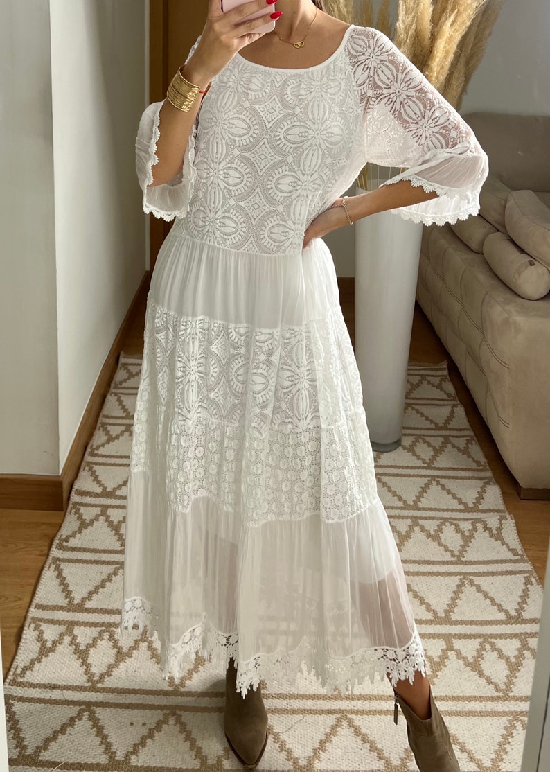 Robe de mariée Boho, robe maxi boho, robe boho dété, robe boho vintage, robe boho pour femme, patron de robe, robe boho de mariage. image 6