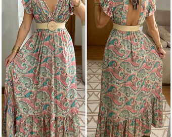 Maxikleid für Damen, Boho-Kleid, Maxi-Boho-Kleid, Schnittmuster, Kleid Boho, Seidenkleid, Sommerkleid, Maxikleid für Damen, Hippie-Kleid