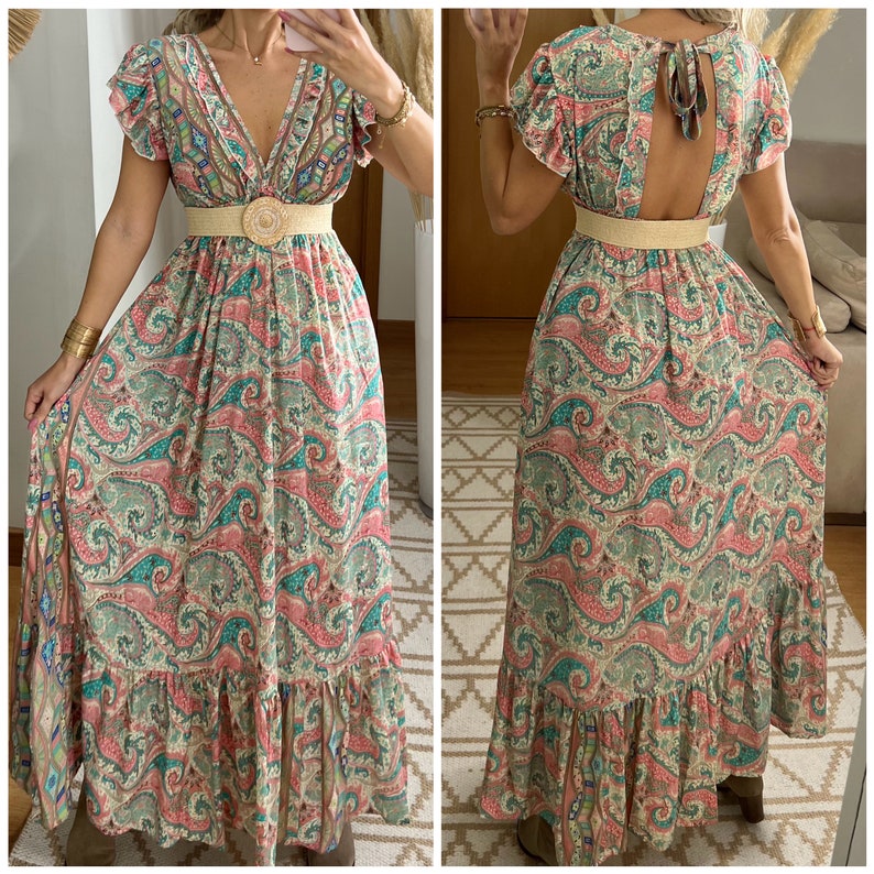 Robe maxi pour femme, robe boho, robe maxi boho, patron de robe, robe boho, robe en soie, robe d'été, robe maxi pour femme, robe hippie image 1