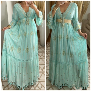 Robe Boho, robe à volants, boho kleid, robe boho pour femme, robe maxi boho, robe bohème, robe maxi, robe boho pour fille, patron de robe. image 5