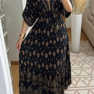 Robe bohème, robe de mariée bohème, robes maxi, robe bohème pour mariage, robe noire, robe hippie, robe bohème pour femme, robe bohème pour fille. image 2