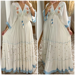 Robe maxi boho, robe blanche, robe bohème, robe bohème vintage, robe boho pour femme, patron de robe, robe bohème mariage, robe bohème. image 6