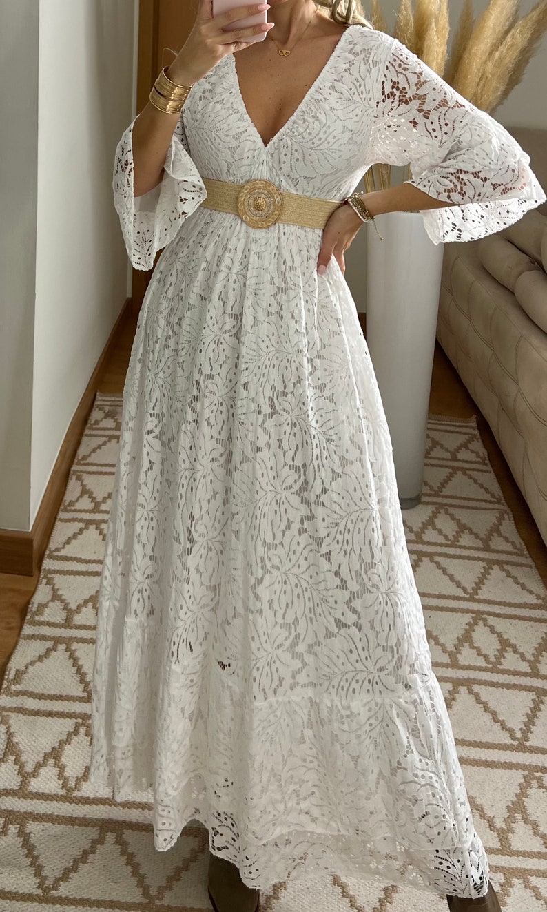 Robe de mariée Boho, robe maxi boho, robe boho dété, robe boho vintage, robe boho pour femme, patron de robe, robe boho de mariage. image 9