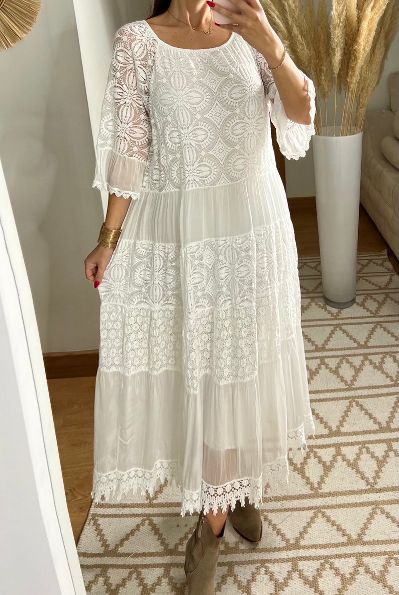 Robe de mariée Boho, robe maxi boho, robe boho dété, robe boho vintage, robe boho pour femme, patron de robe, robe boho de mariage. image 4