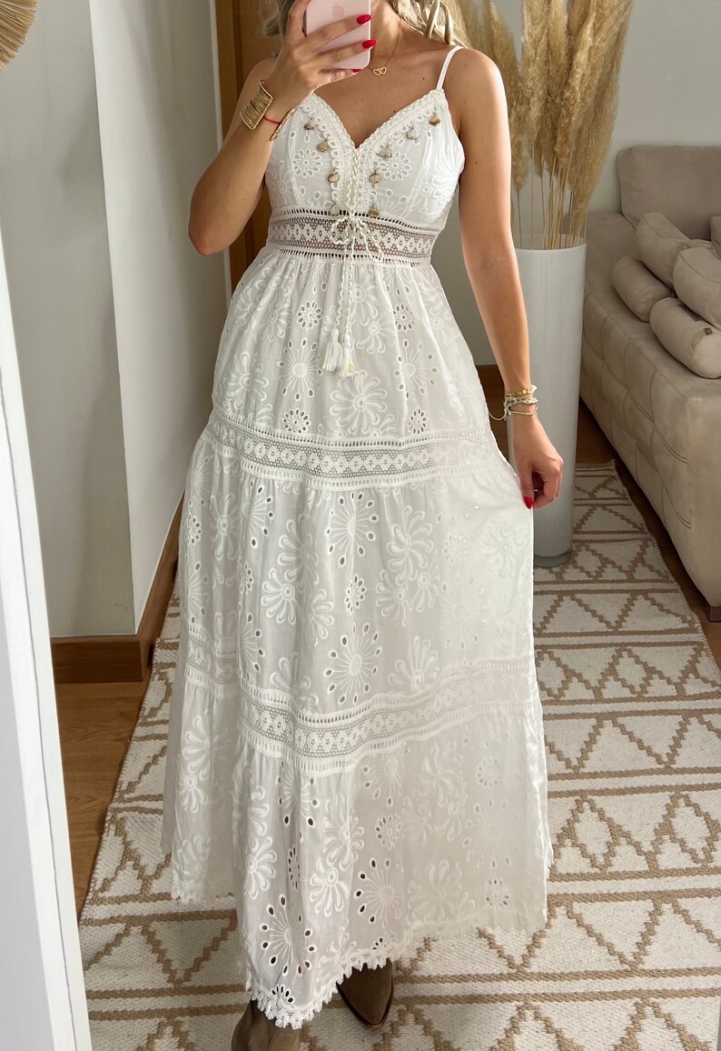 Boho dress, boho wedding dress, boho kleid, boho dress for woman, boho maxi dress, bohemian dress, maxi dress, boho white dress, White dress image 7