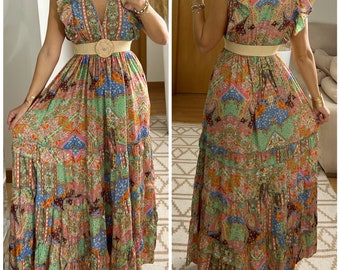 Robe maxi pour femme, robe boho, robe maxi boho, patron de robe, robe boho, robe en soie, robe d'été, robe maxi pour femme, robe hippie