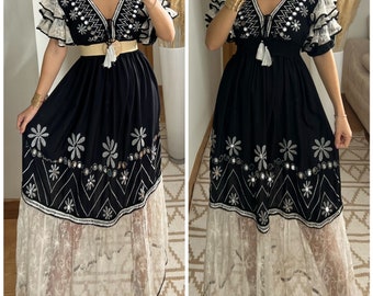 Robe de mariée boho, robe maxi boho, robe noire, robe boho vintage, robe boho pour femme, patron de robe, robe boho de mariage, robe boho.