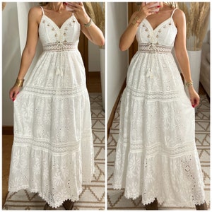 Boho dress, boho wedding dress, boho kleid, boho dress for woman, boho maxi dress, bohemian dress, maxi dress, boho white dress, White dress image 1