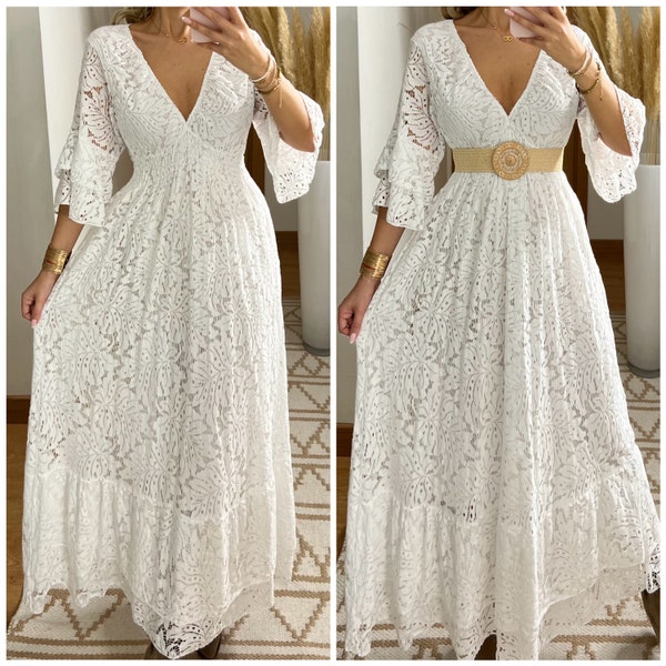 Boho wedding dress, maxi boho dress, summer boho dress, vintage boho dress, boho dress for women, dress pattern, wedding boho dress.