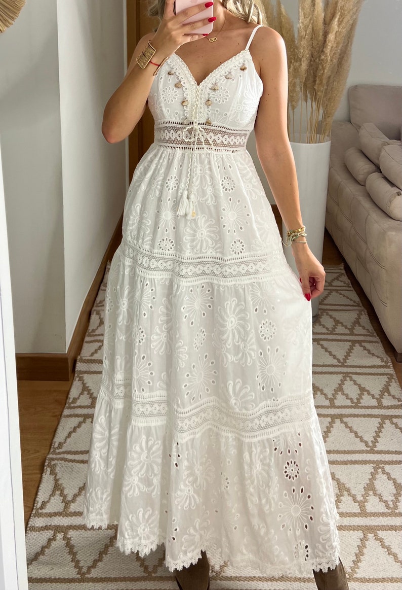 Boho dress, boho wedding dress, boho kleid, boho dress for woman, boho maxi dress, bohemian dress, maxi dress, boho white dress, White dress image 6