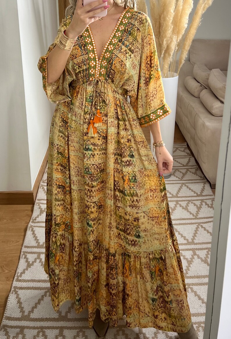 Maxikleid für Damen, Boho-Kleid, Maxi-Boho-Kleid, Schnittmuster, Kleid Boho, Seidenkleid, Sommerkleid, Maxikleid für Damen, Hippie-Kleid Bild 9