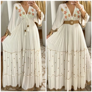 Robe maxi boho, robe blanche, robe bohème, robe bohème vintage, robe boho pour femme, patron de robe, robe bohème mariage, robe bohème. image 8