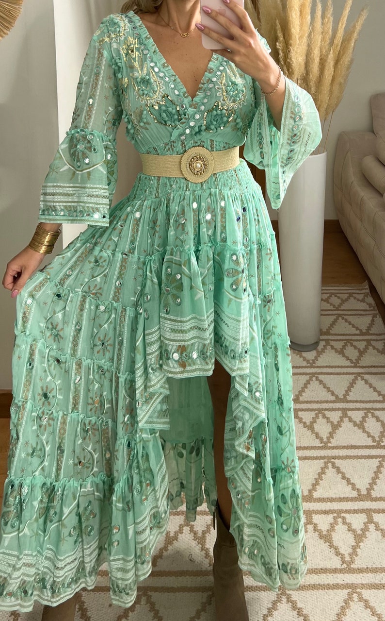 Robe de mariée Boho, robe maxi boho, robe boho dété, robe boho vintage, robe boho pour femme, patron de robe, robe boho de mariage. image 5