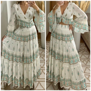 Robe Boho femme, ensemble deux pièces, ensemble boho, jupe boho, top boho boho kleid, boho deux pièces, robe de mariée boho, boho deux pièces, robe boho. image 5