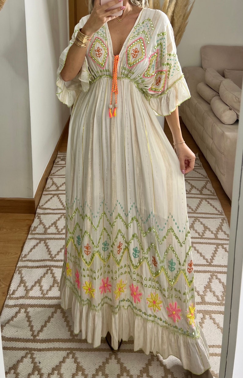 Robe de mariée Boho, robe boho, robe maxi, robe maxi boho, robe bohème, boho kleid, robe maxi blanche, robe boho pour fille, robe boho. image 5