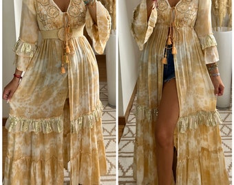 Kimono-Boho für Frauen, Maxikleid, Boho-Kleid für Mädchen, Boho-Kleid für Frauen, Boho-Hochzeitskleid, Spitzenkleid, Kleidermuster