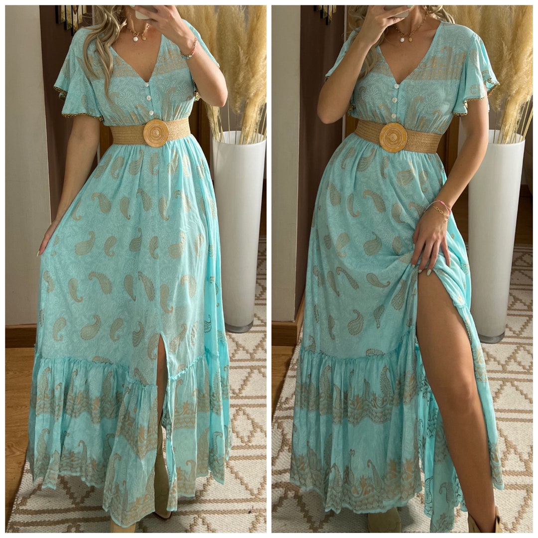 Maxi Boho Dress Blue Dress Boho Wedding Dress Boho Style - Etsy