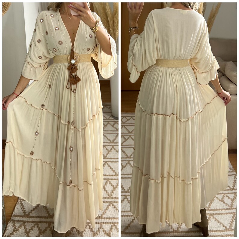 Robe Boho, robe à volants, boho kleid, robe boho pour femme, robe maxi boho, robe bohème, robe maxi, robe boho pour fille, patron de robe. image 1