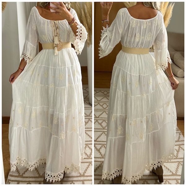 Boho-Hochzeitskleid, Maxi-Boho-Kleid, Herbst-Boho-Kleid, Vintage-Boho-Kleid, Boho-Kleid für Frauen, Kleidermuster, Hochzeits-Boho-Kleid, Kleider