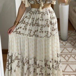 Maxikleid Herbst, Boho-Kleid, Kleid weiß, Bohemian-Kleid, Vintage-Boho-Kleid, Boho-Kleid für Frauen, Schnittmuster, Hochzeits-Boho-Kleid. Bild 5
