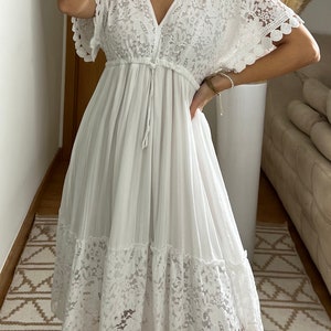 Mini robe boho, robe blanche, robe bohème, robe de mariée boho, robe en dentelle, robe boho, boho kleid, robe de mariée boho, robes boho femmes image 3