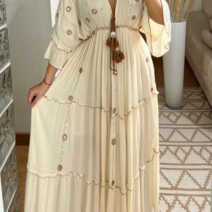 Robe Boho, robe à volants, boho kleid, robe boho pour femme, robe maxi boho, robe bohème, robe maxi, robe boho pour fille, patron de robe. image 4