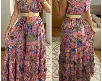 Robe maxi pour femme, robe boho, robe maxi boho, patron de robe, robe boho, robe en soie, robe d'été, robe maxi pour femme, robe hippie